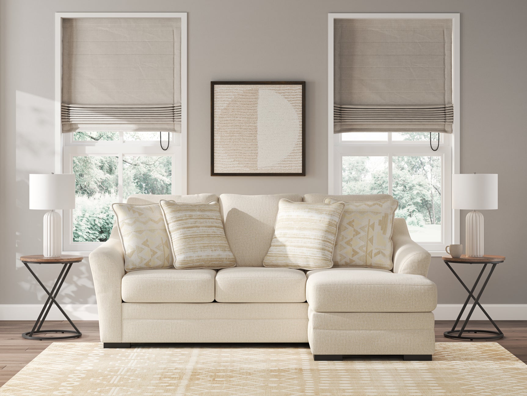 Lango Jute Sofa and Ottoman set front view