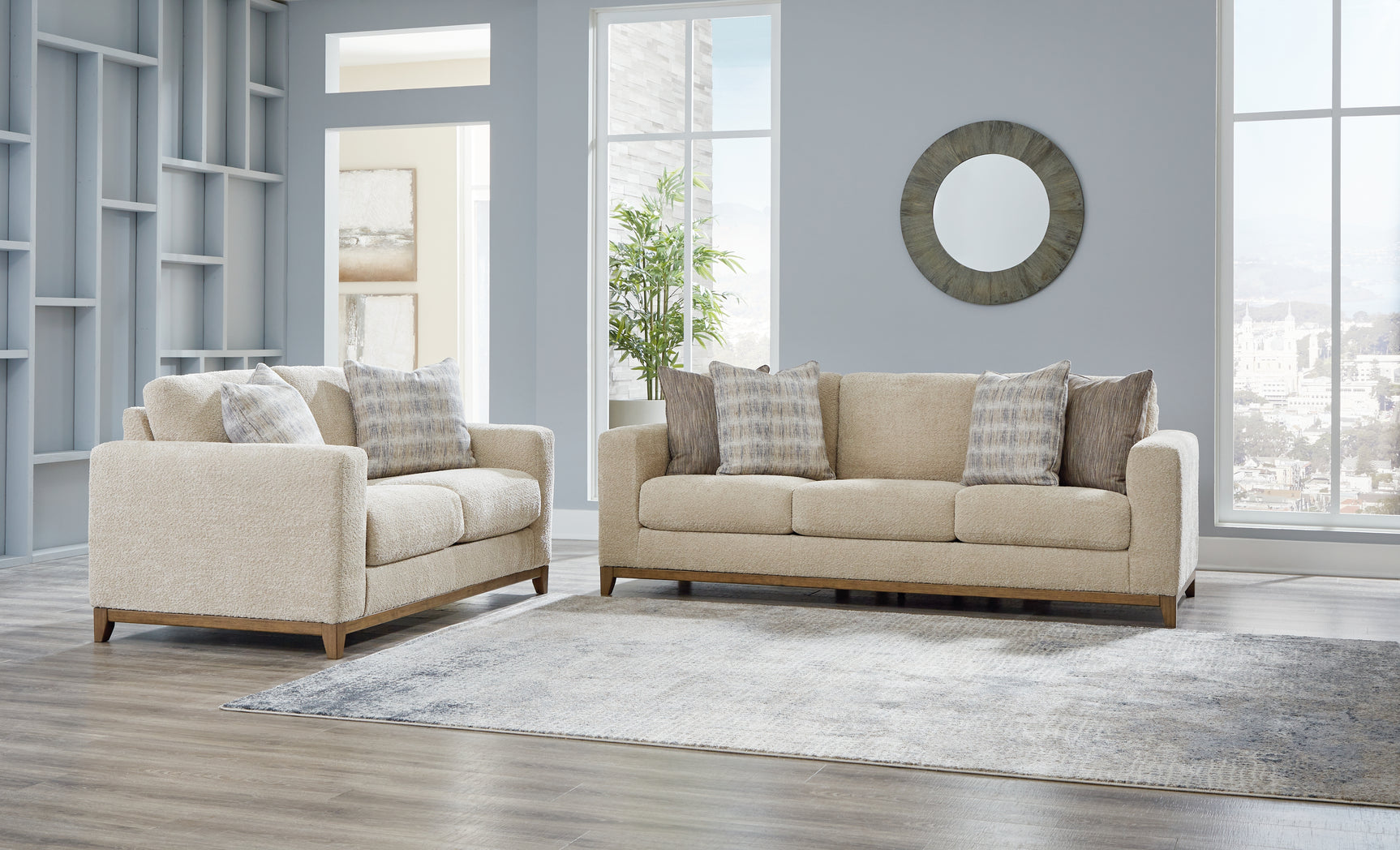 Side view of Parklynn Desert Sofa and Loveseat furniture