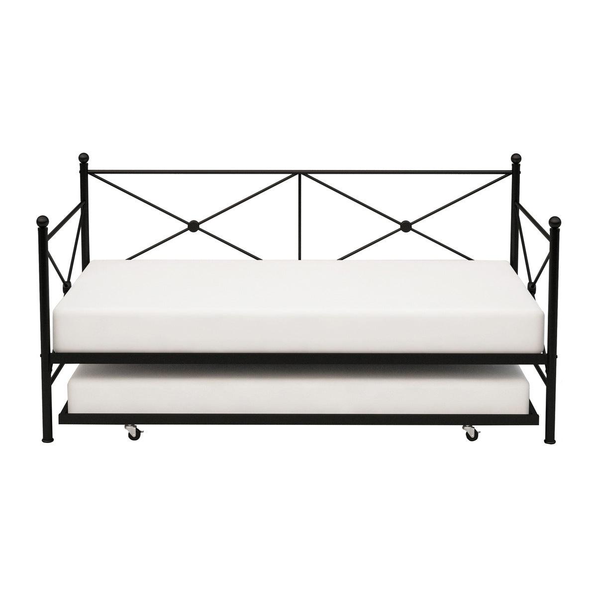 Jones Black Metal Daybed with Trundle front view