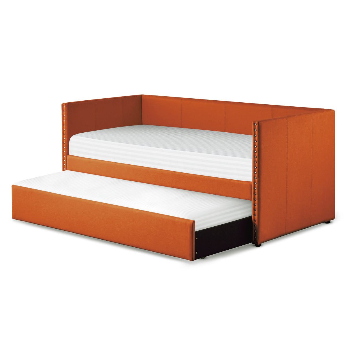 Back view of orange upholstered daybed