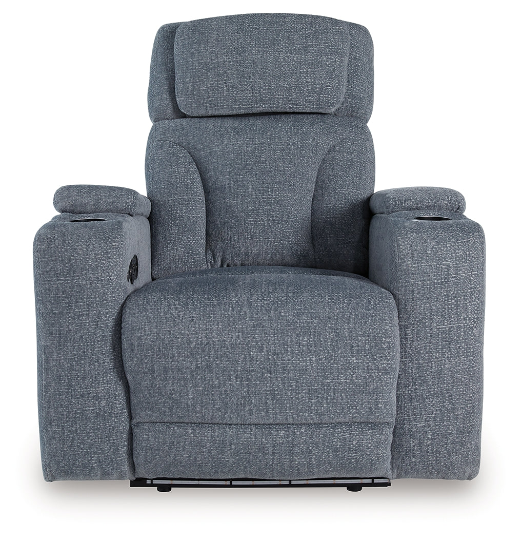 Close-up front view of Studio Cave Steel Power Recliner