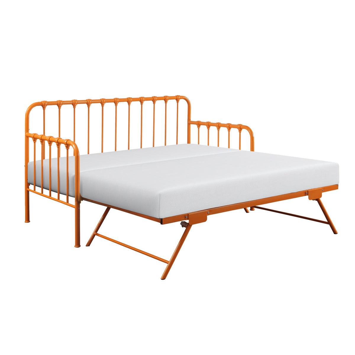 Constance Orange Metal Daybed trundle open and extended