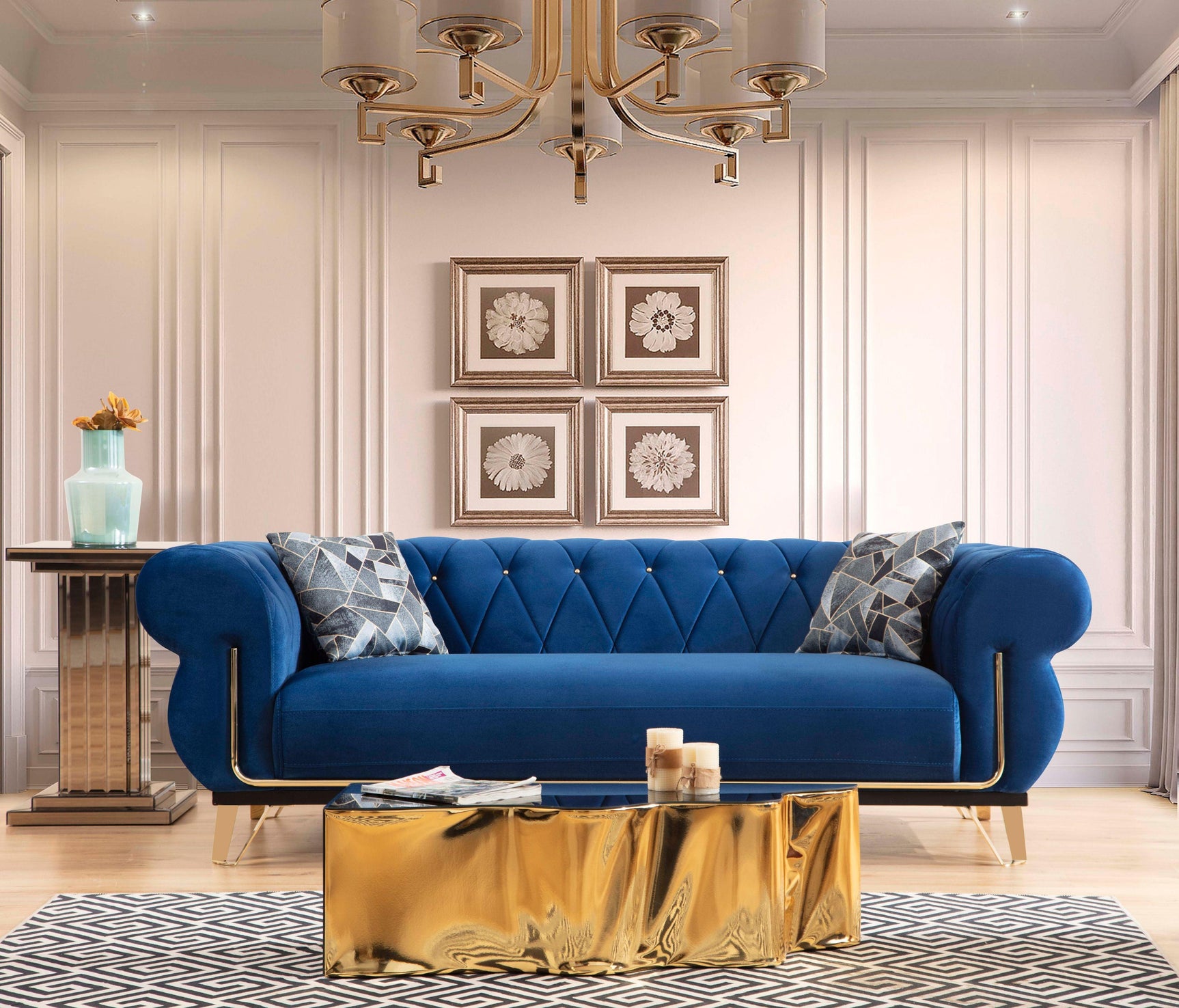 Front view showing plush cushions on Lily Sofa and Loveseat