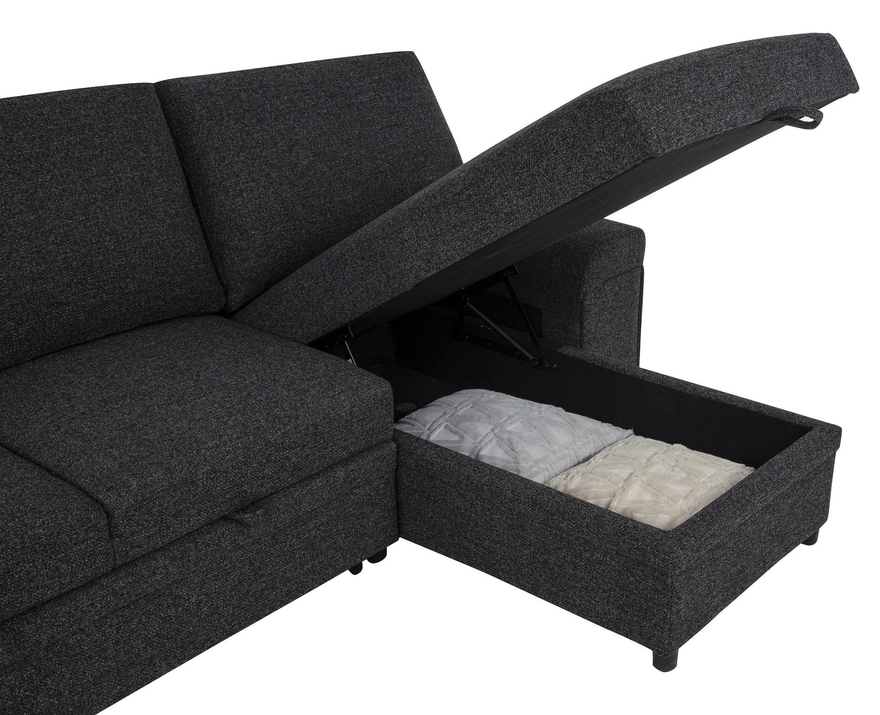 Storage pockets integrated into chaise