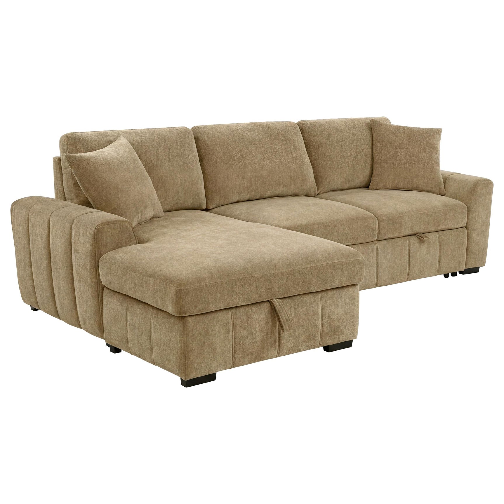 Close-up of Pastrana sleeper sectional sofa fabric and cushion detail