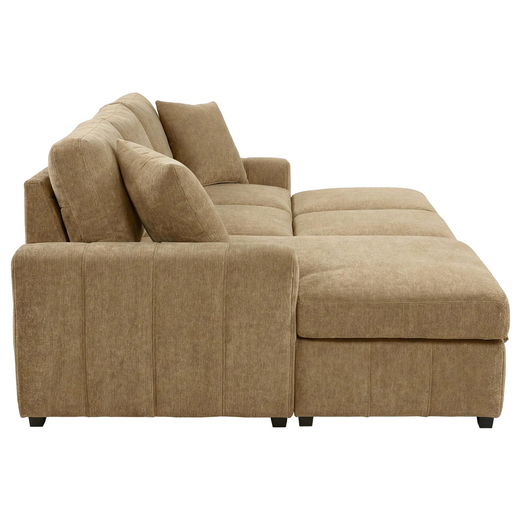 Wide track arm on left arm facing chaise