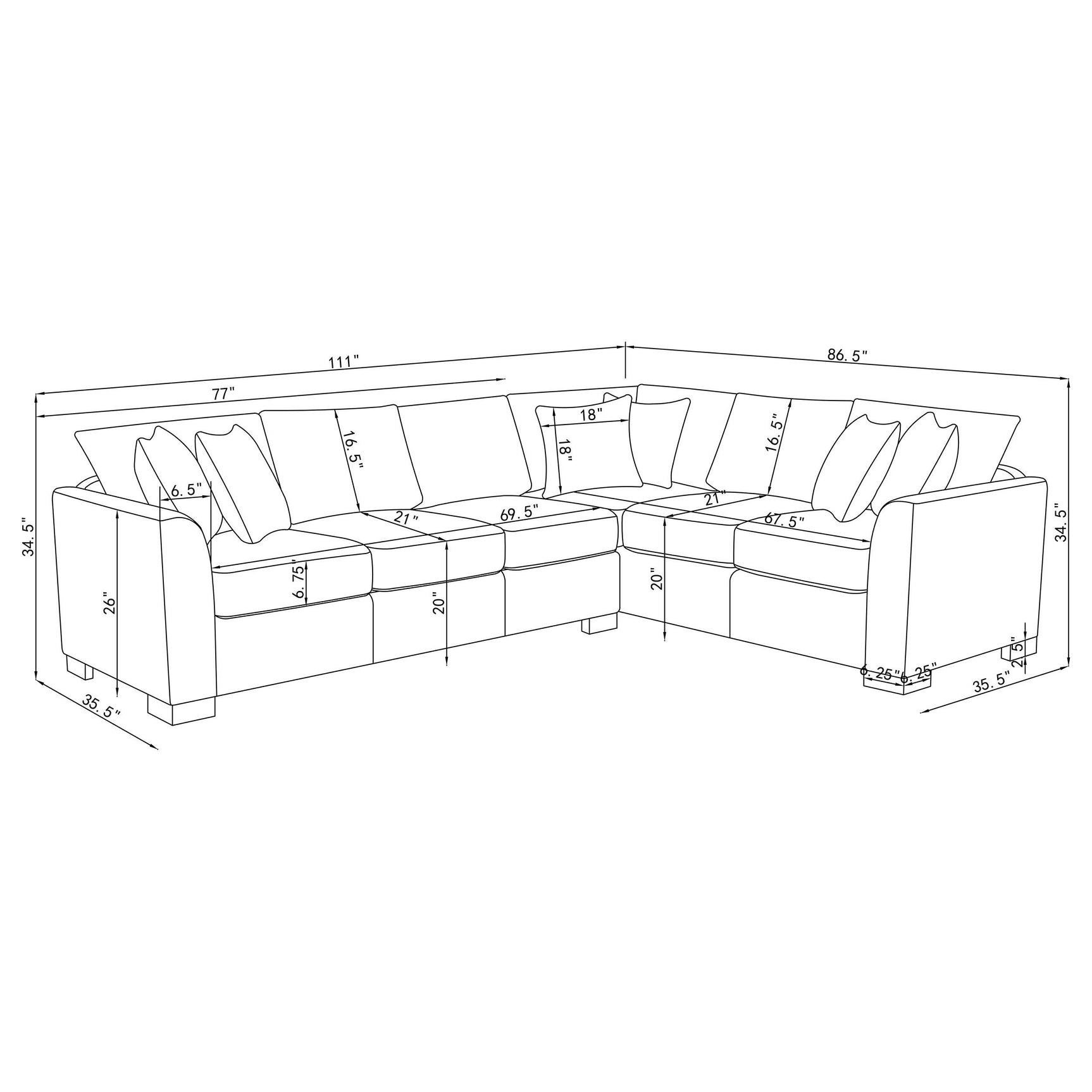 Tubasa Light Gray Sectional