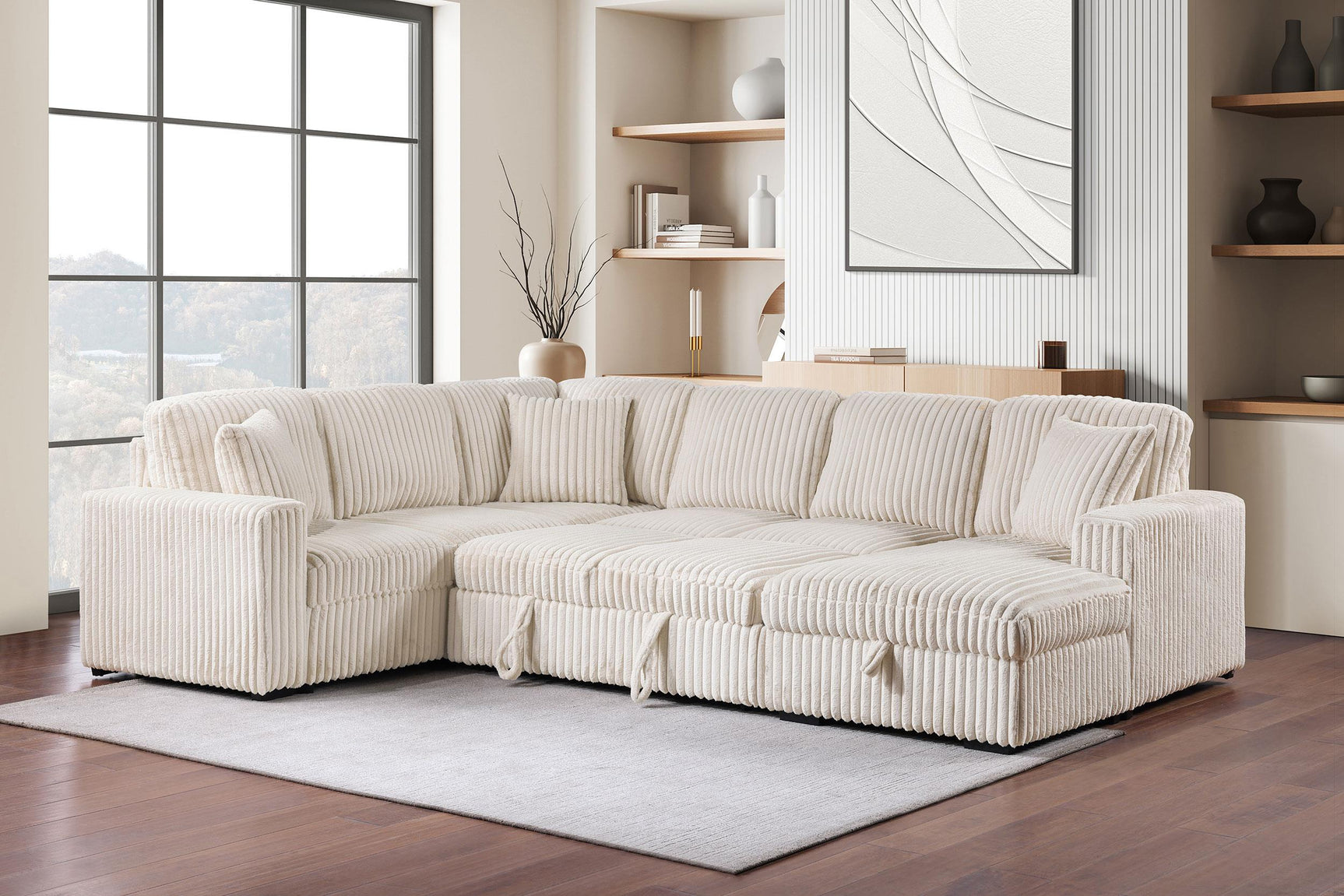 Storage chaise compartment open on Devonshire sectional