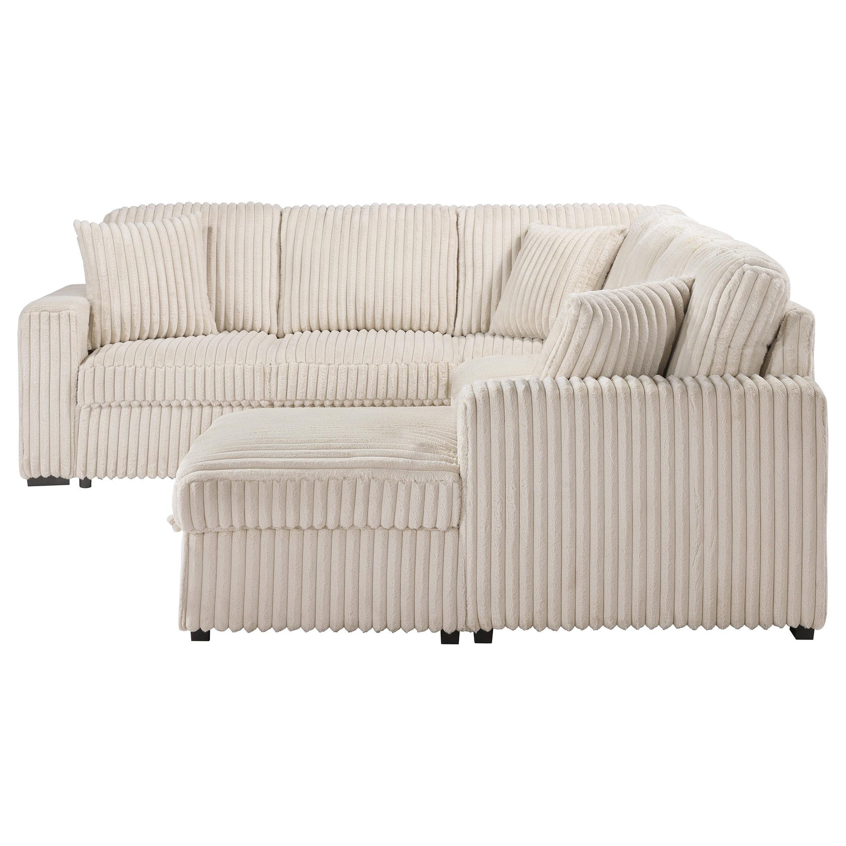 Devonshire Sleeper Sectional Sofa in camel with storage chaise, angled view