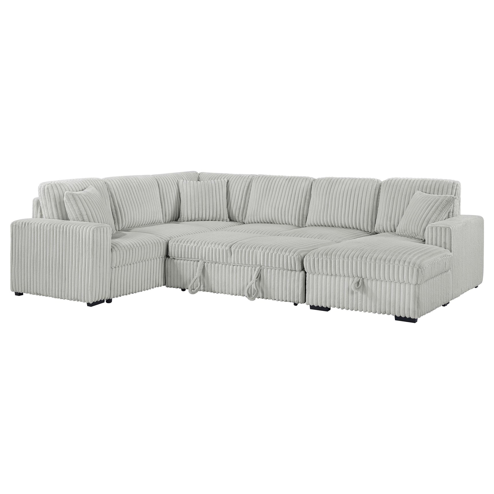 Devonshire grey sleeper sectional sofa with storage chaise