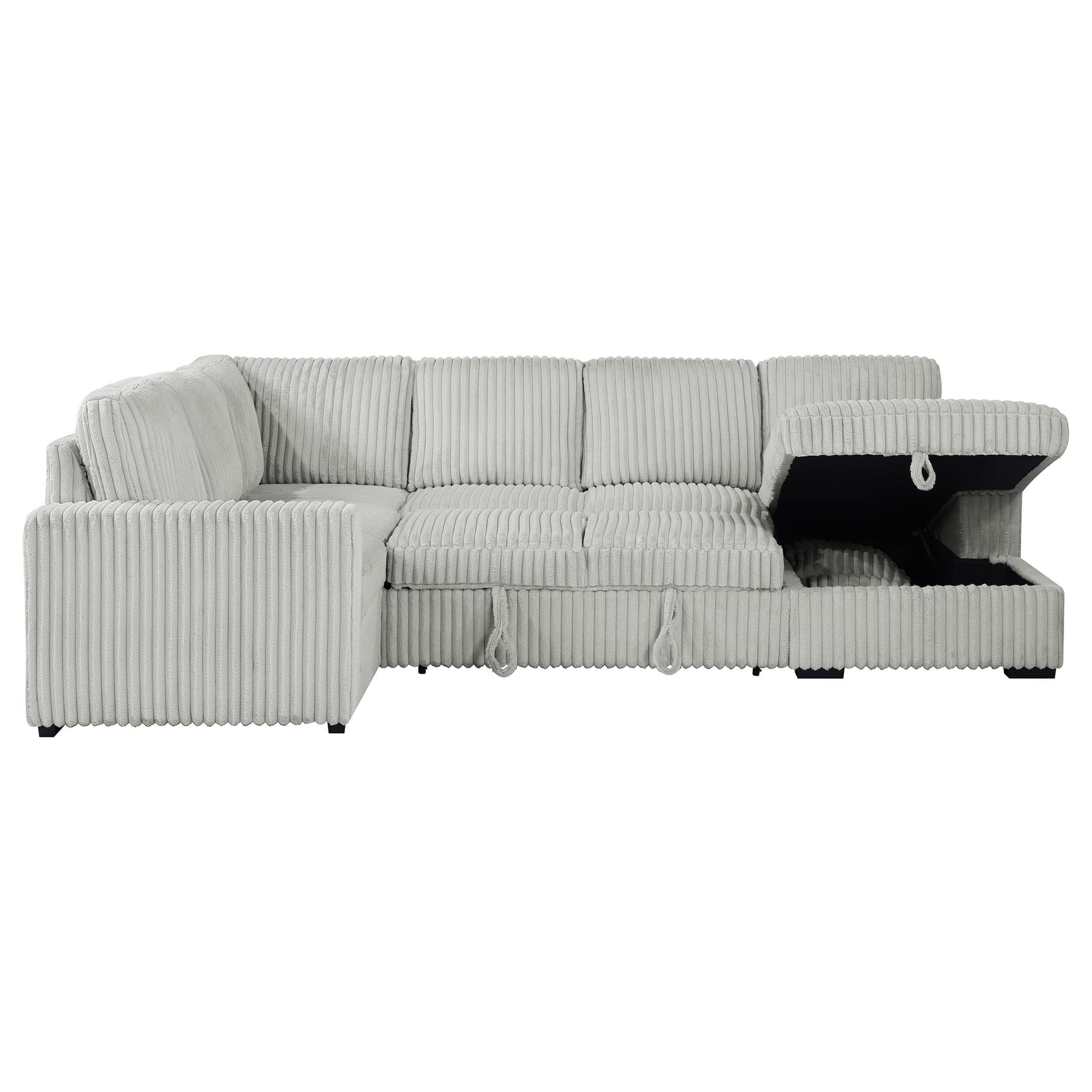 Devonshire grey sleeper sectional sofa with storage chaise