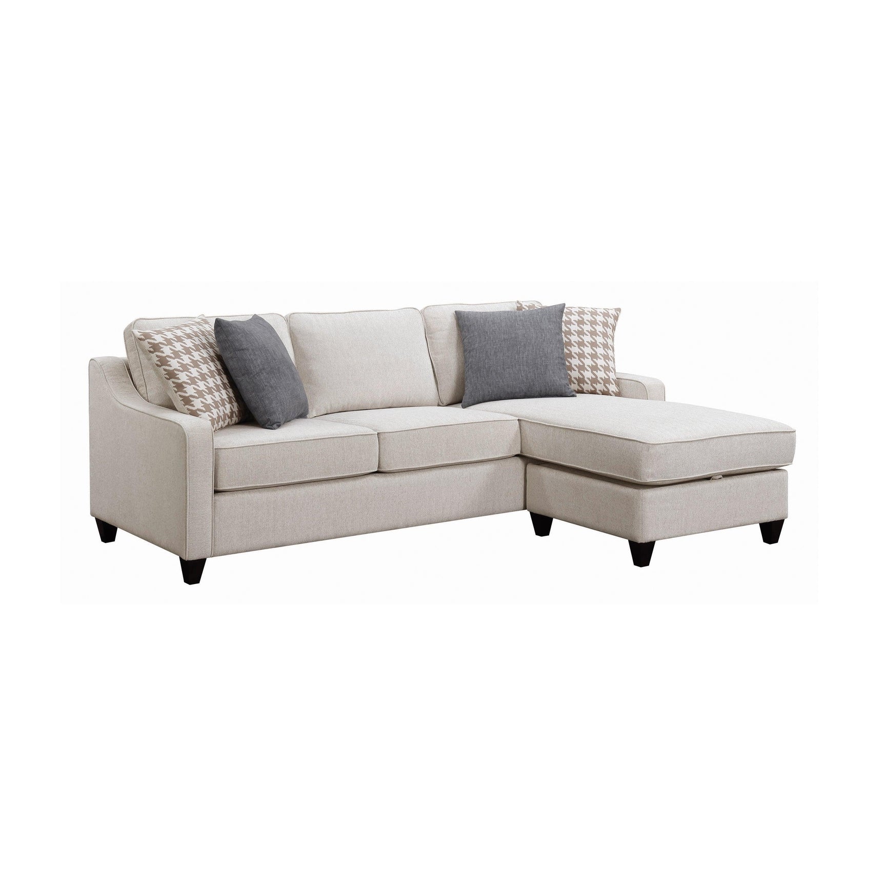 Side view of Mcloughlin Cream Upholstered Sectional Sofa