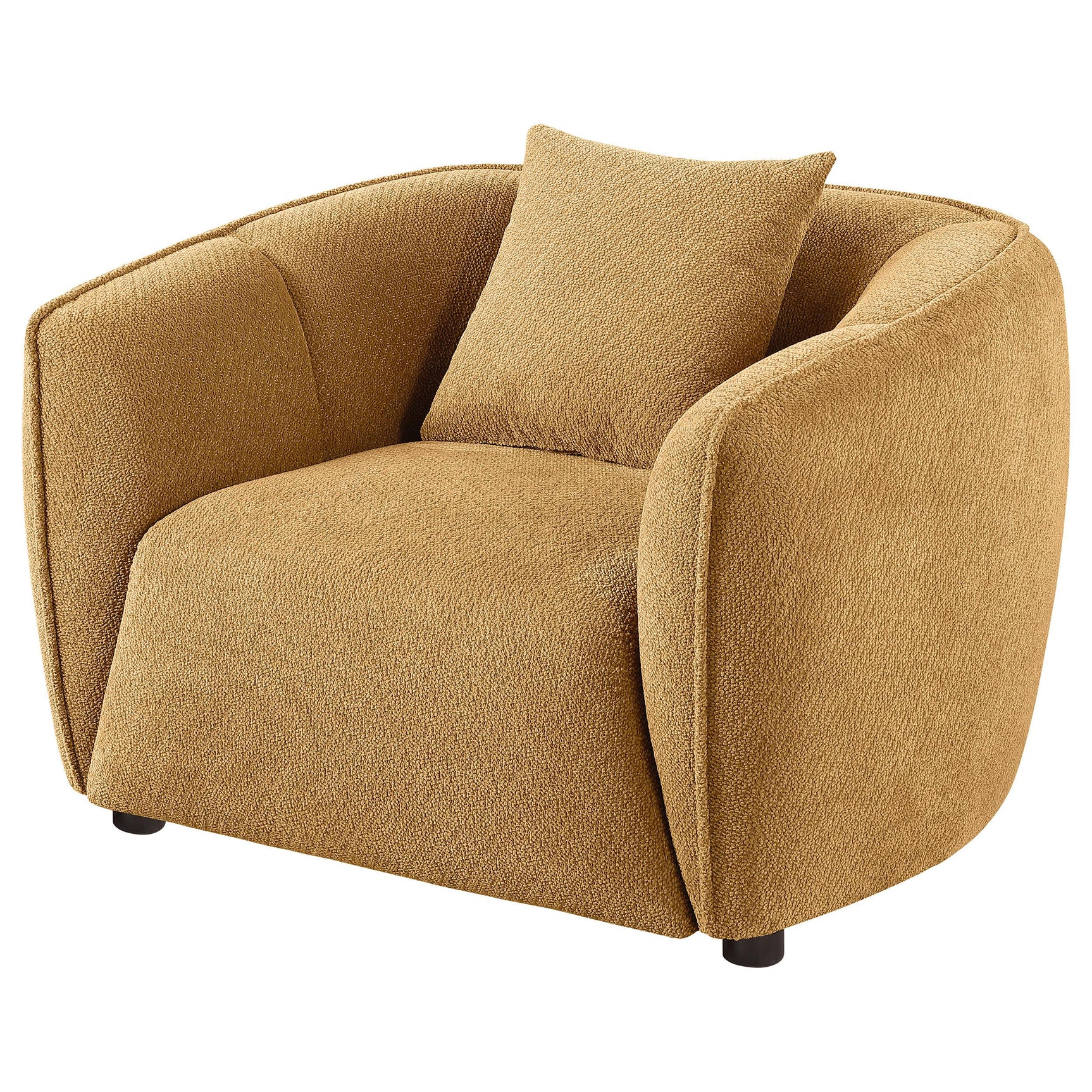 Close-up of vertical channel tufting on chair back