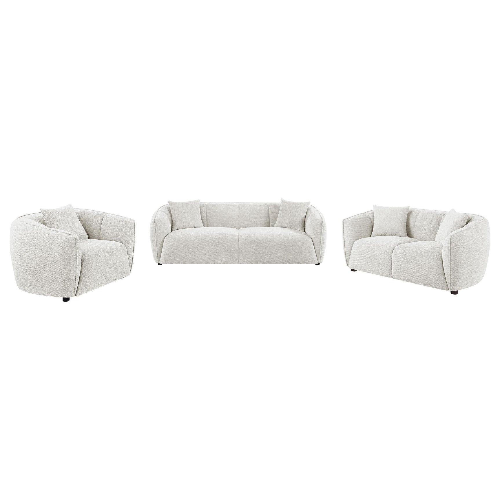 Aleisha 3-piece Chenille Upholstered Sofa Set Ivory
