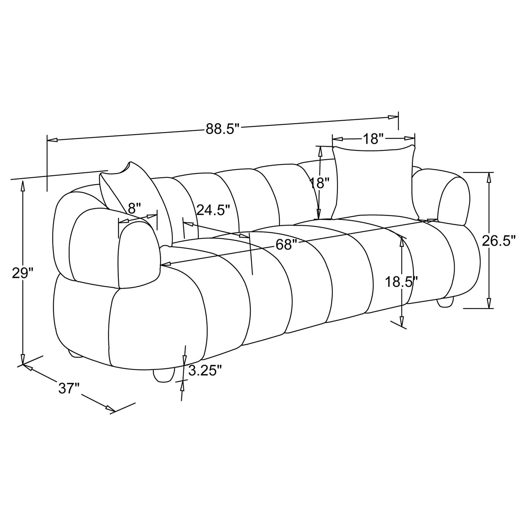 Whitney Contemporary Channel Tufted Boucle Upholstered Sofa Set