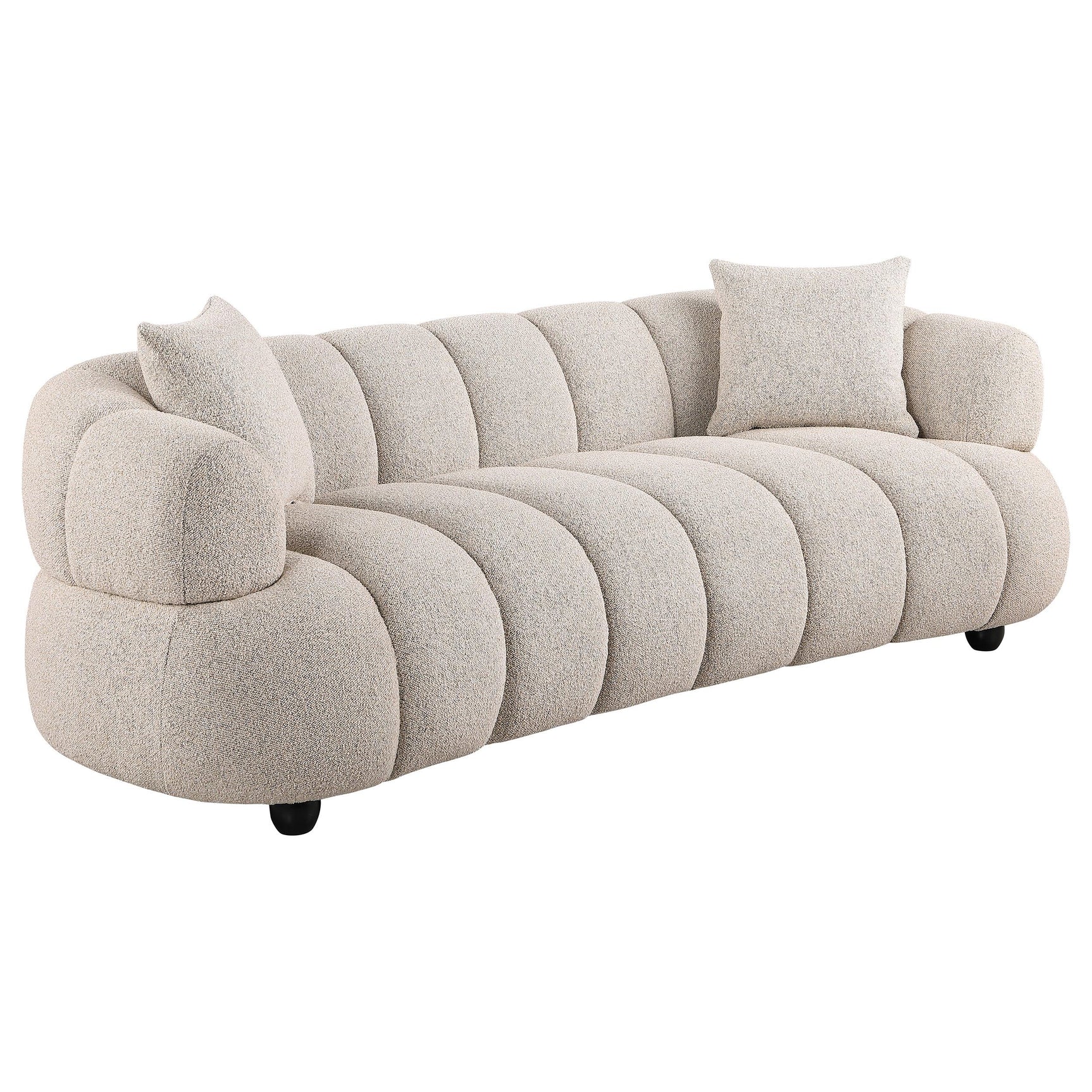 Whitney Contemporary Channel Tufted Boucle Upholstered Sofa
