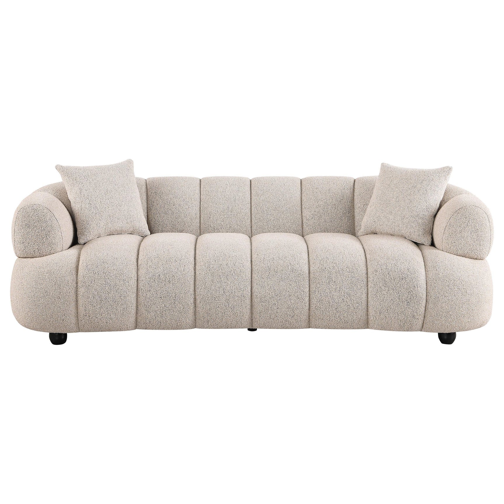 Whitney Contemporary Channel Tufted Boucle Upholstered Sofa