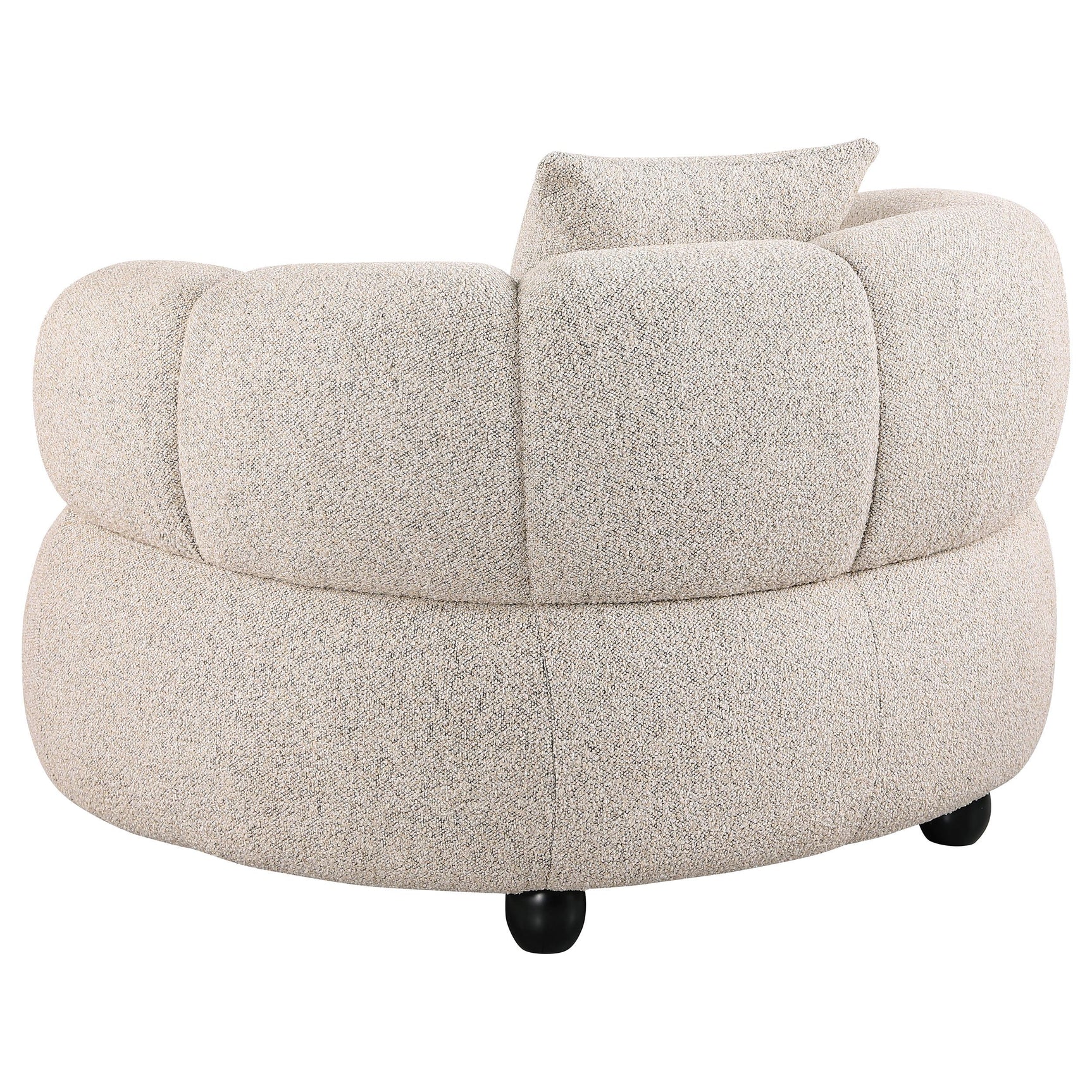 Wooden legs and upholstery detail of Whitney accent chair