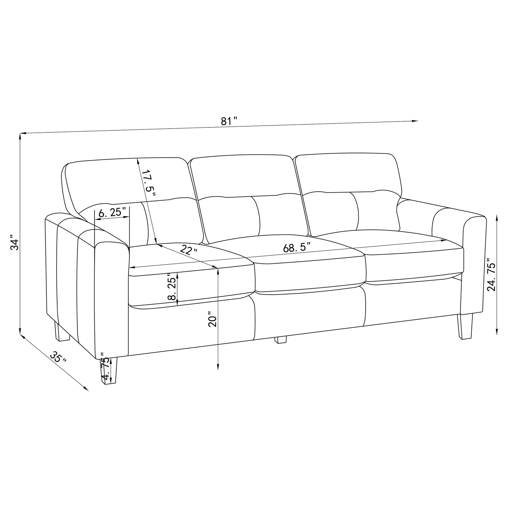 Main view of Scotland faux leather upholstered sofa brown