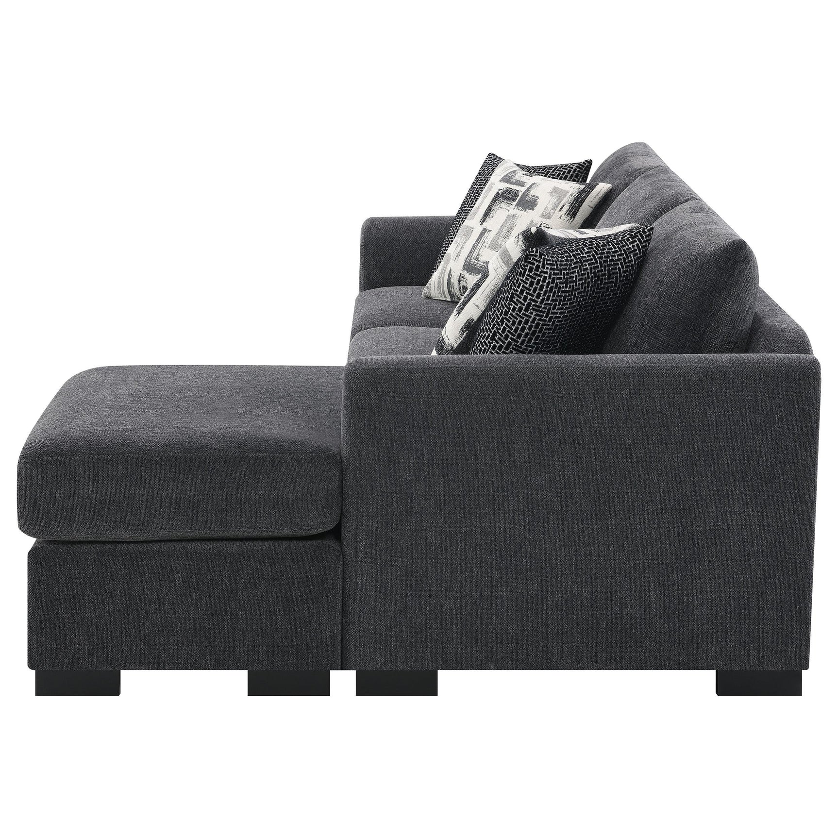 Storey dark grey upholstered sleeper sectional chaise sofa front view