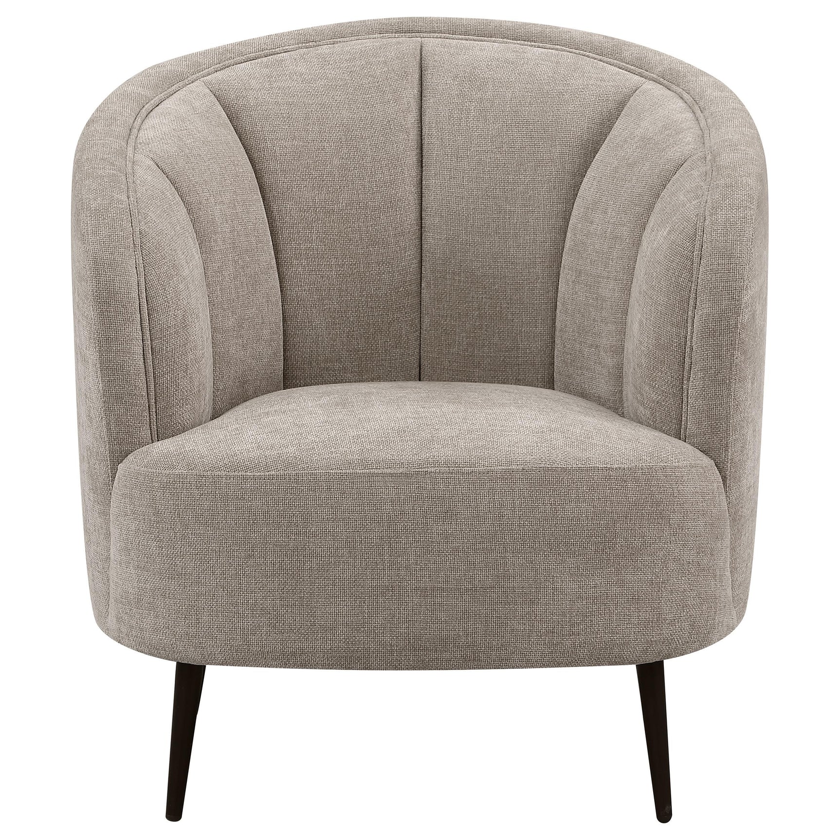 Ellorie accent chair side angle showing curved channel back