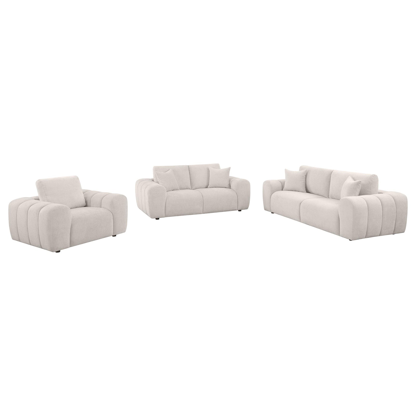Burnett 3-piece Chenille Upholstered Sofa Set Ivory