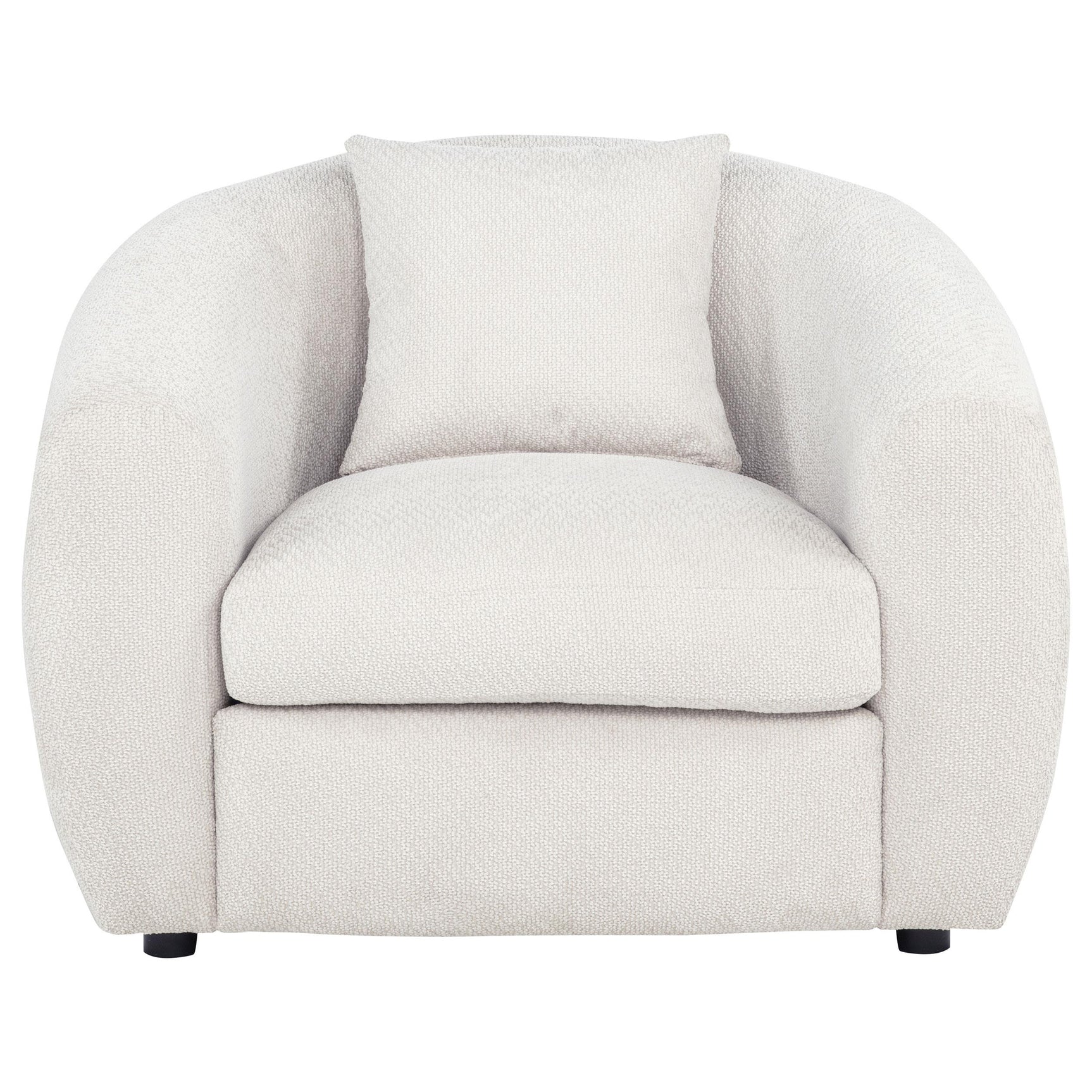 Isabella accent chair side view showing sloped arms
