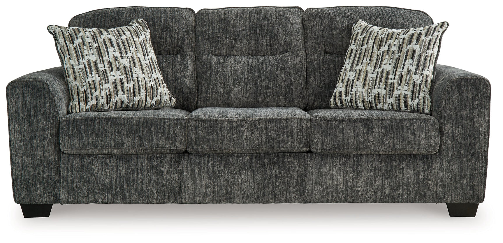 Lonoke Gunmetal Velvet Sofa side view