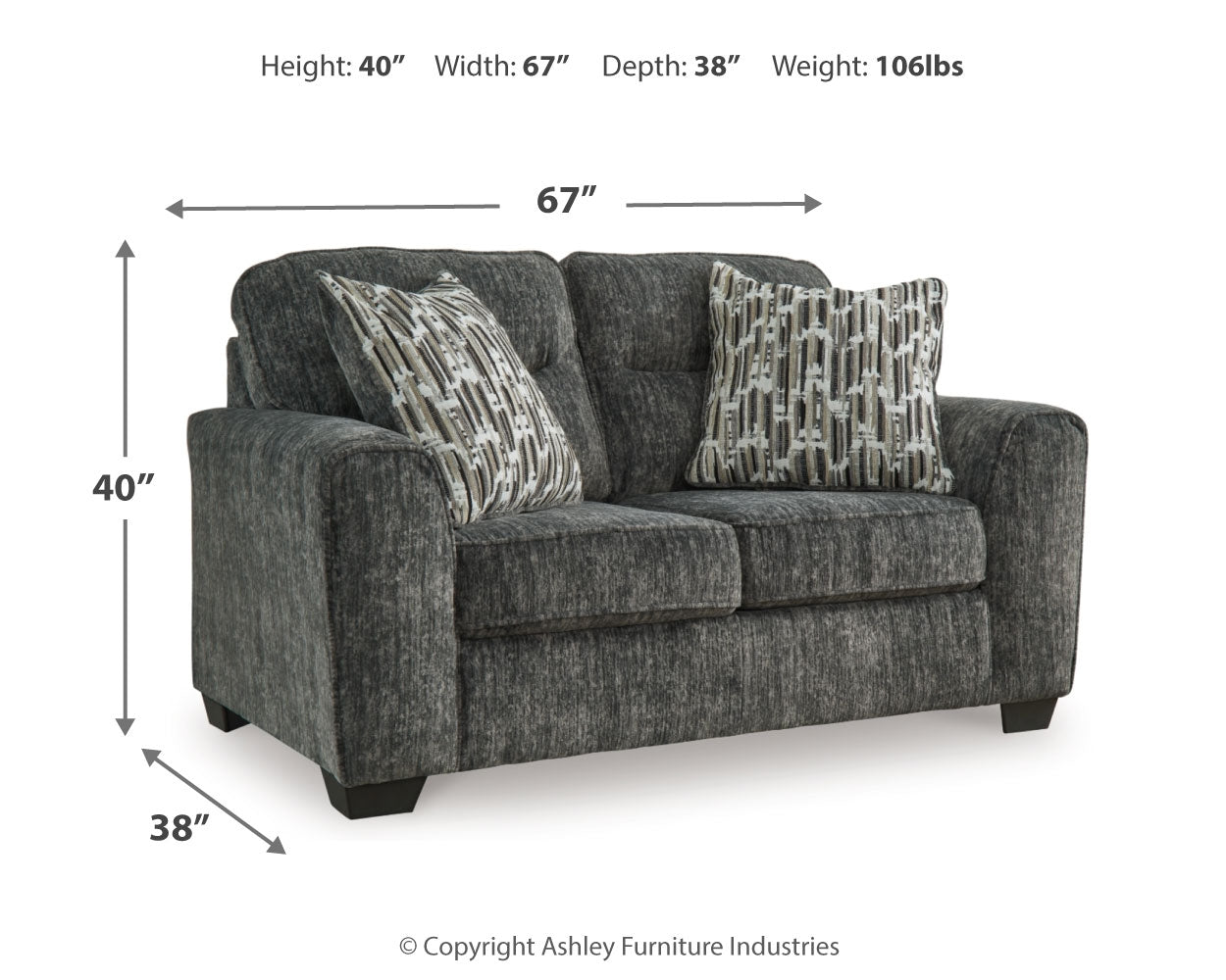 Lonoke Gunmetal ottoman top view