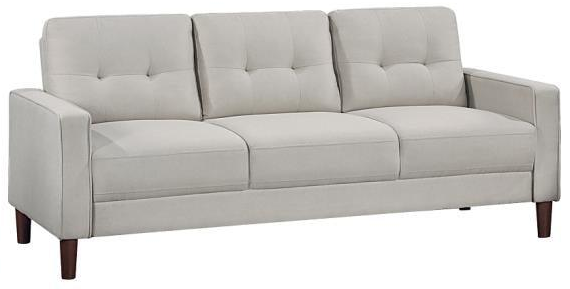 Bowen Beige Upholstered Track Arm Tufted Sofa