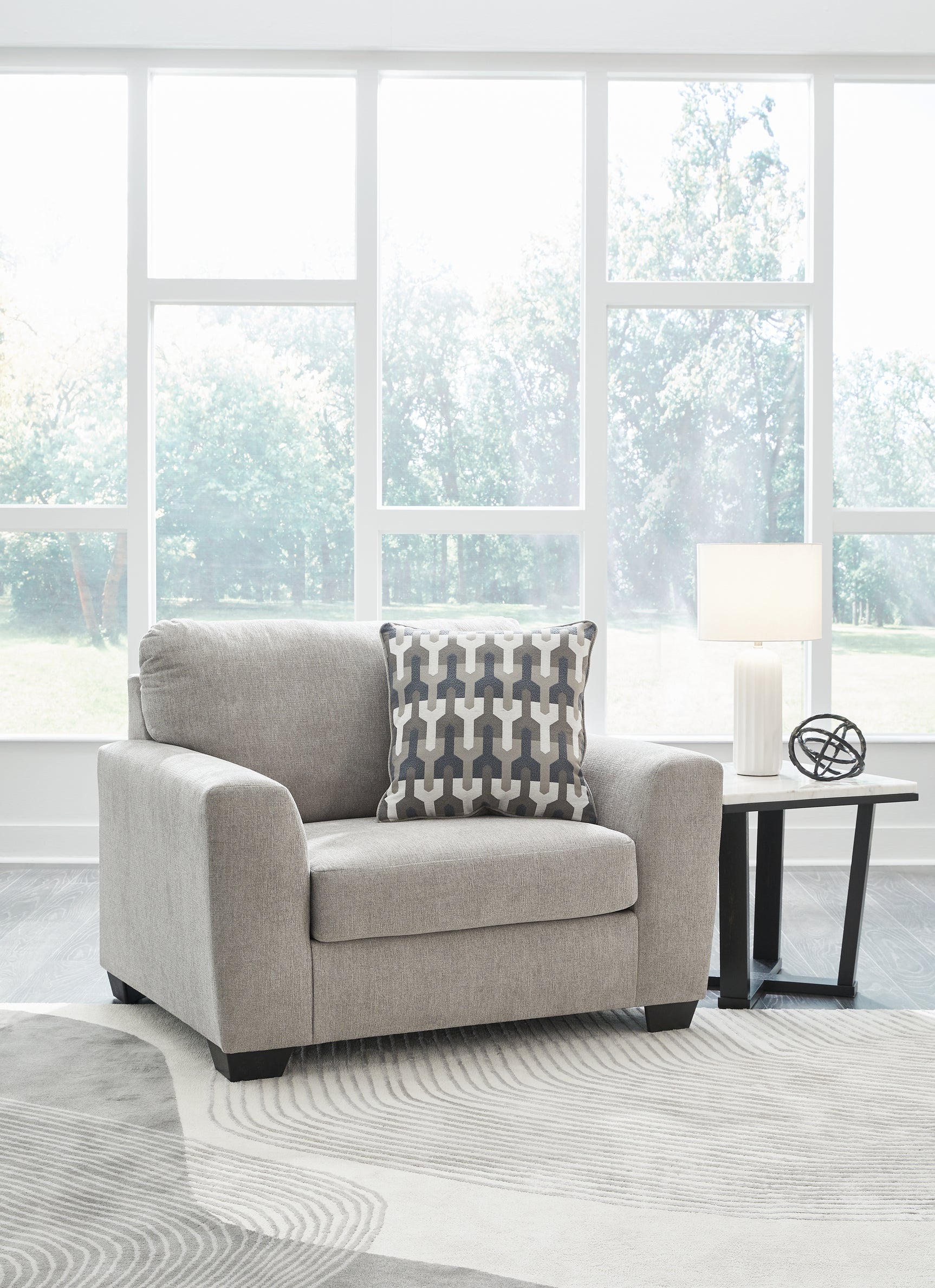 Avenal Flannel Park Chair and Ottoman set in flannel color front angle