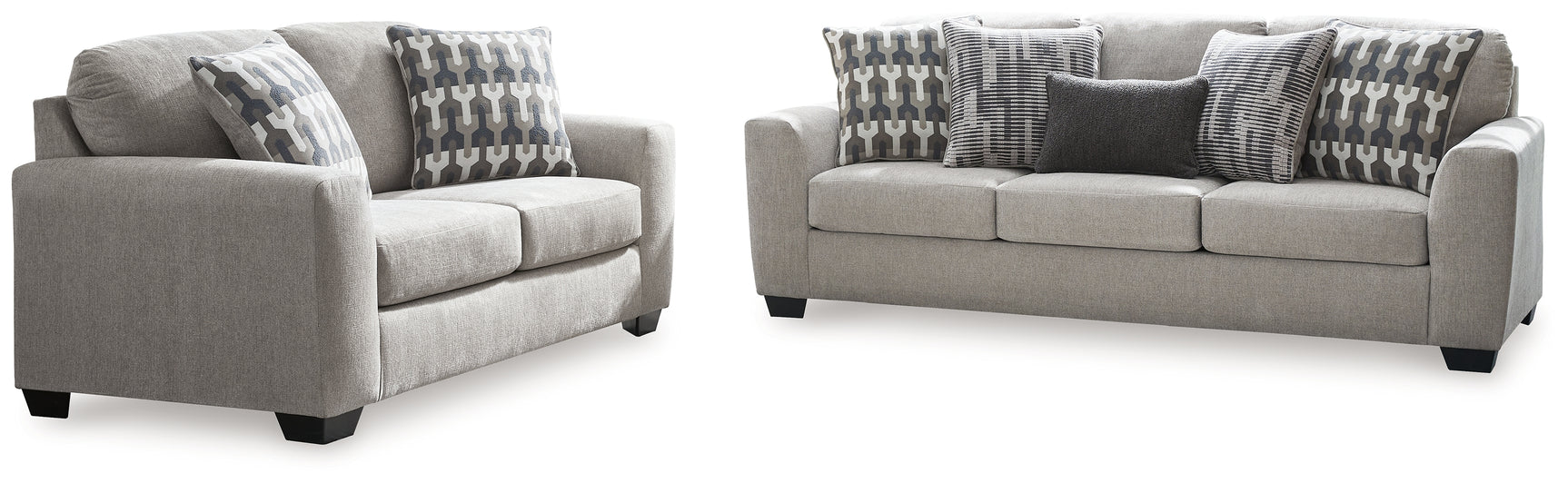 Detail view of Avenal Flannel Park Sofa and Loveseat flannel upholstery