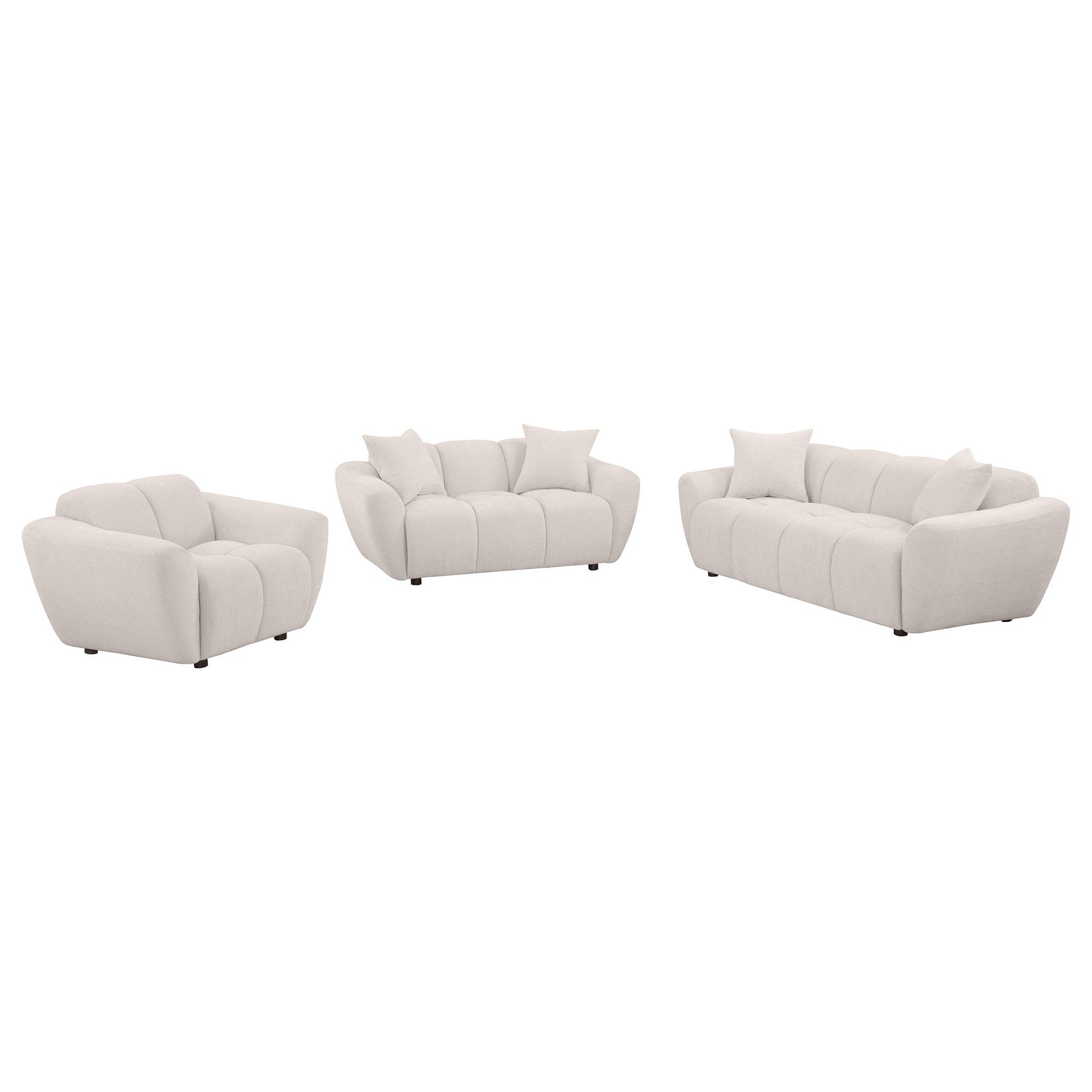 main view of Destino 3-piece Chenille Splayed Arm Sofa Set Greige furniture