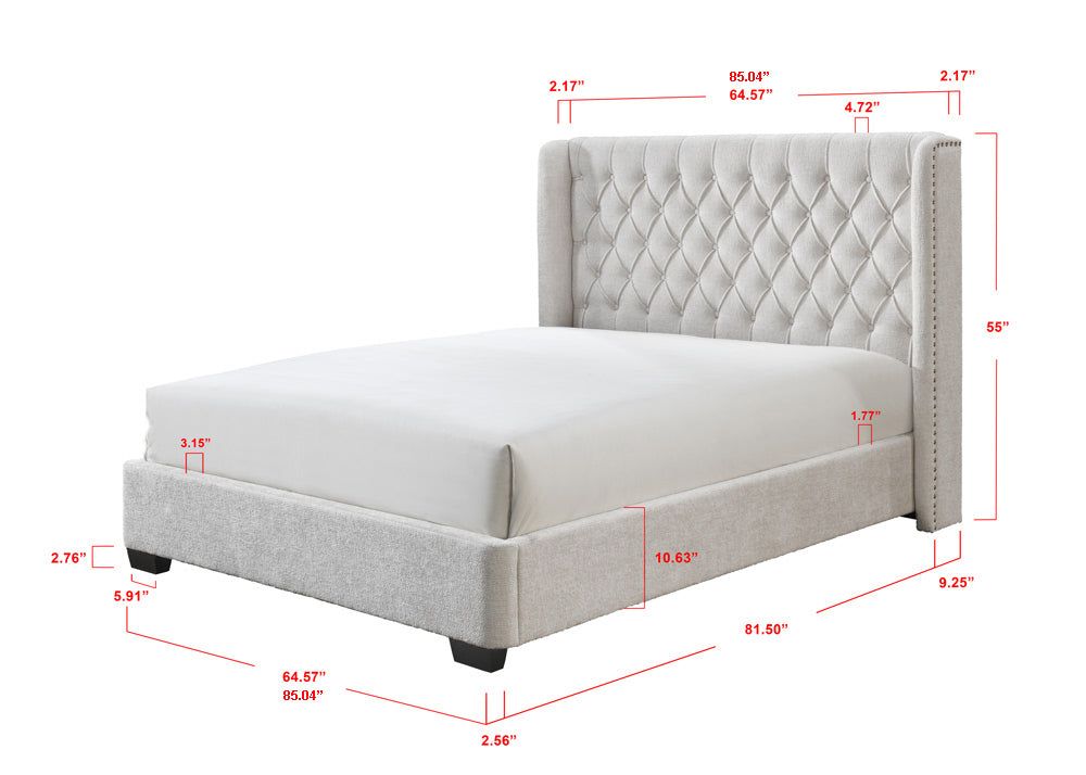 Daphne Bed rails in light gray upholstery