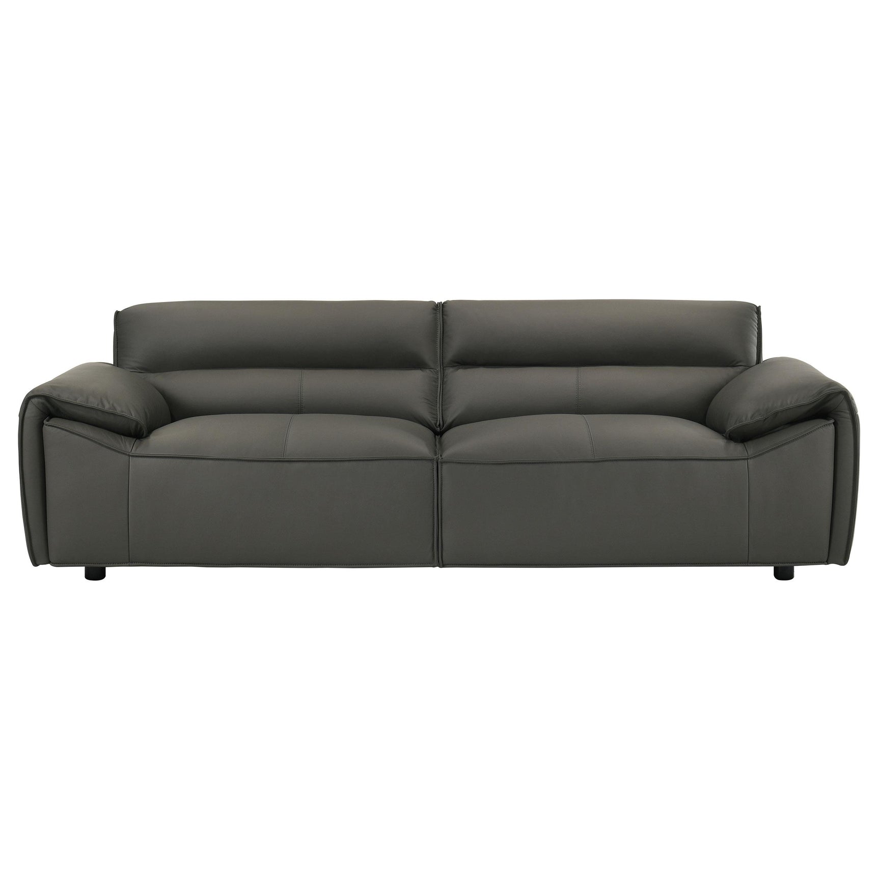Close-up detail of Buxton graphite leather upholstery