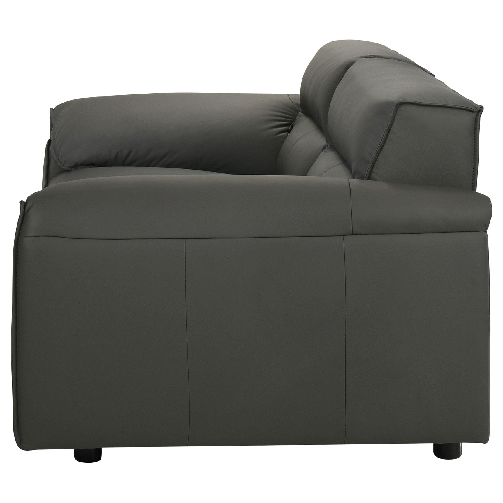 Wide sloped arm detail on Buxton loveseat