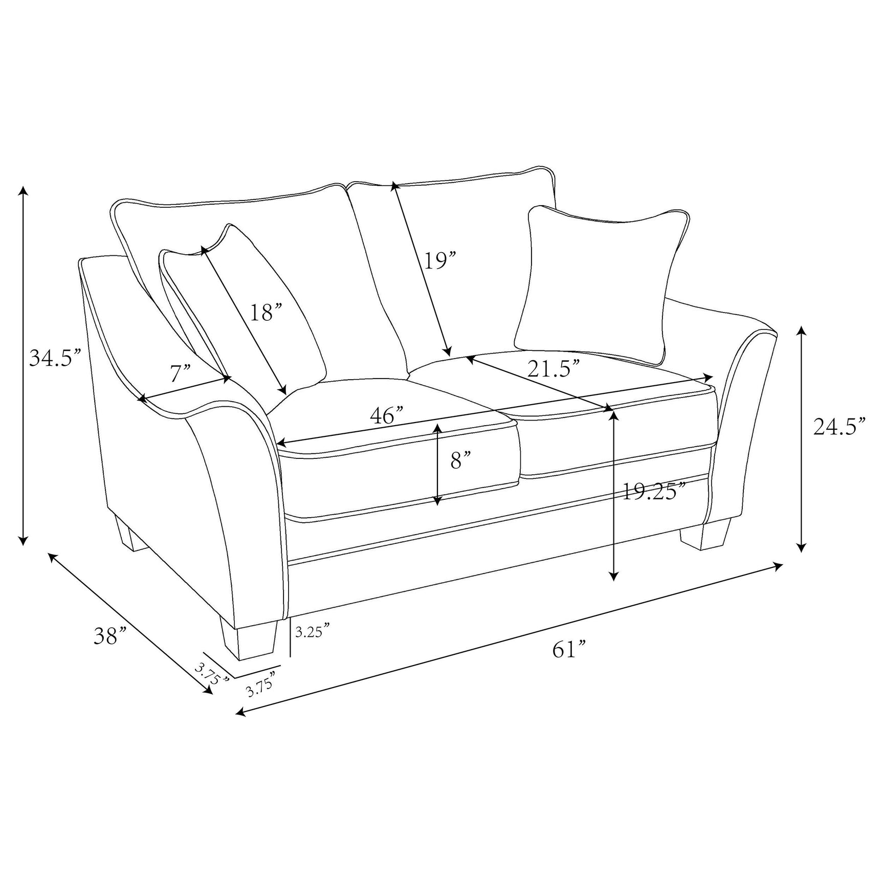 side view of Tomkins 2-Piece Boucle Upholstered Sofa Set Light Grey furniture