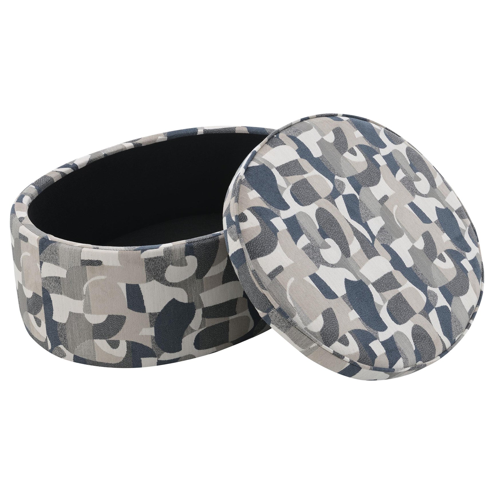 Rima Multicolor Storage Ottoman angled side view