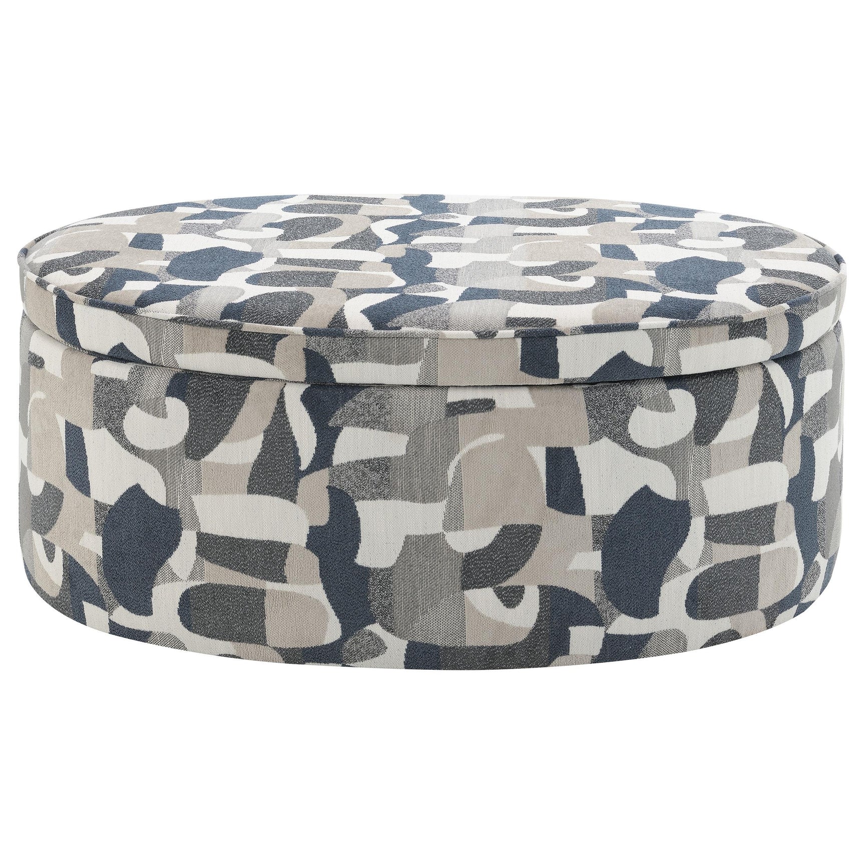 Rima Multicolor Storage Ottoman top open view showing storage