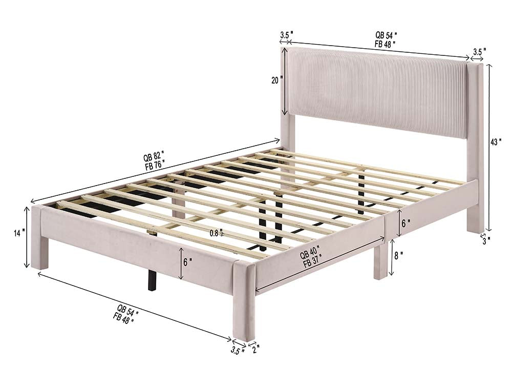 Lucia Full Size Upholstered Platform Bed in Pink