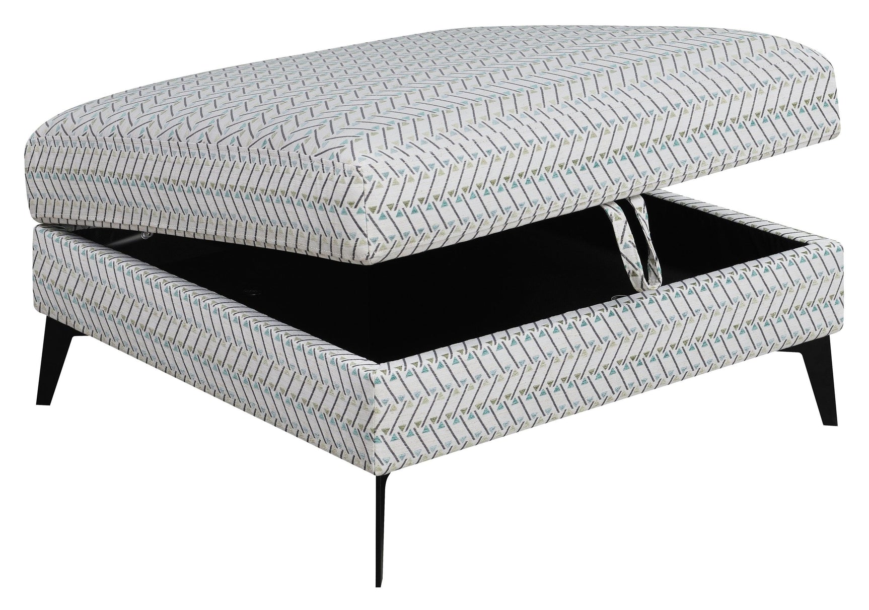 Clint storage ottoman open showing interior