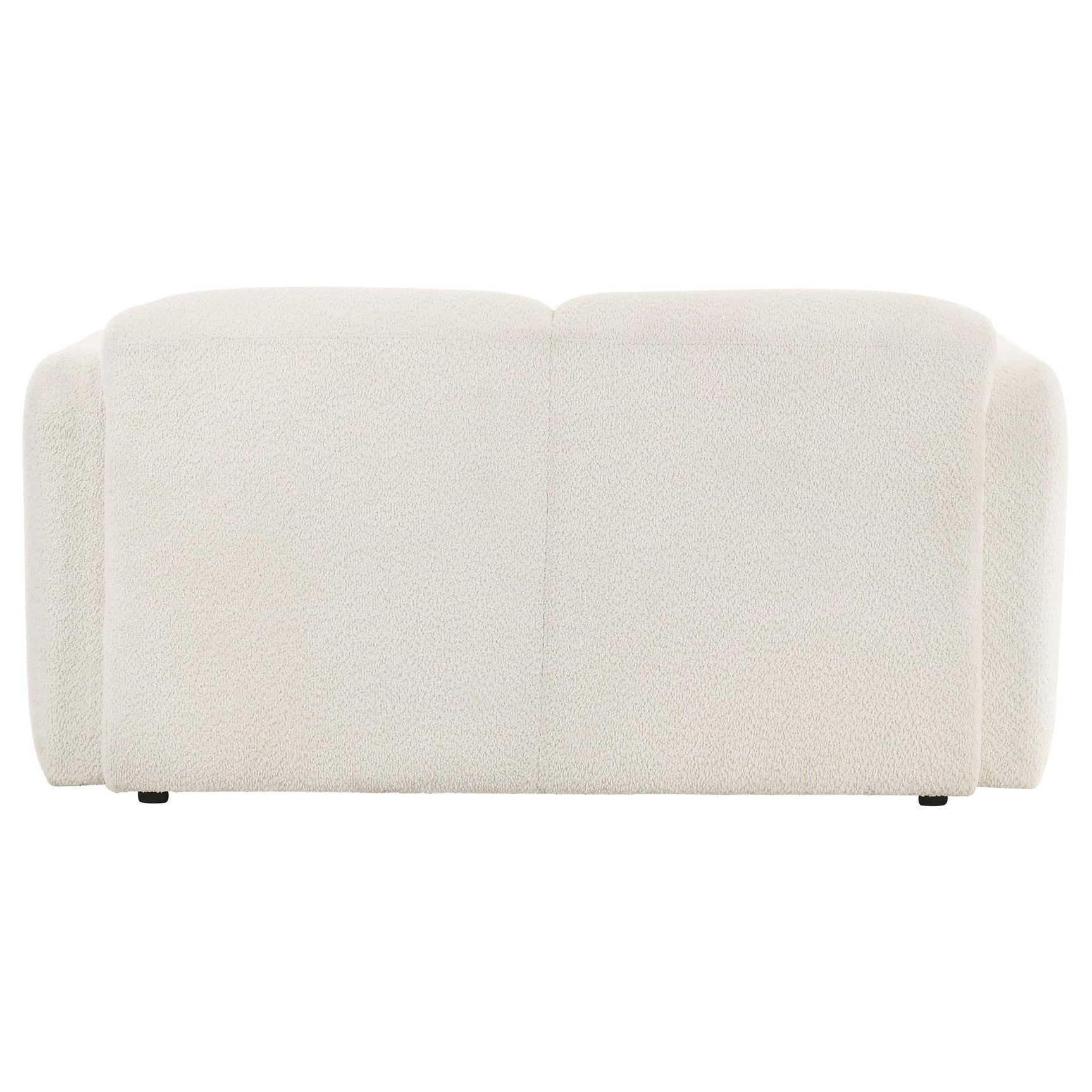 Plastic legs and sturdy engineered wood frame of Dorset loveseat