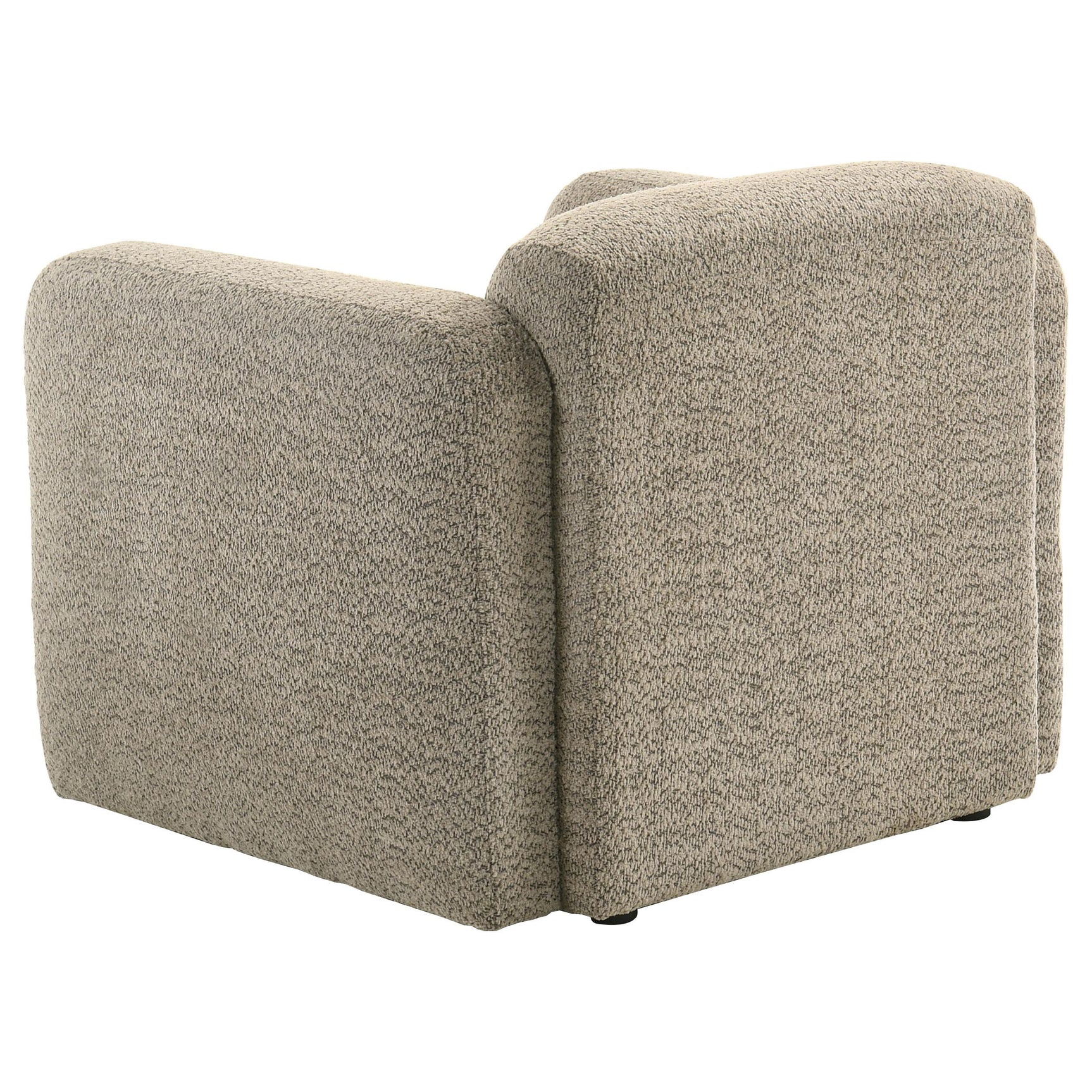 Brown fabric upholstery detail on Dorset chair arm