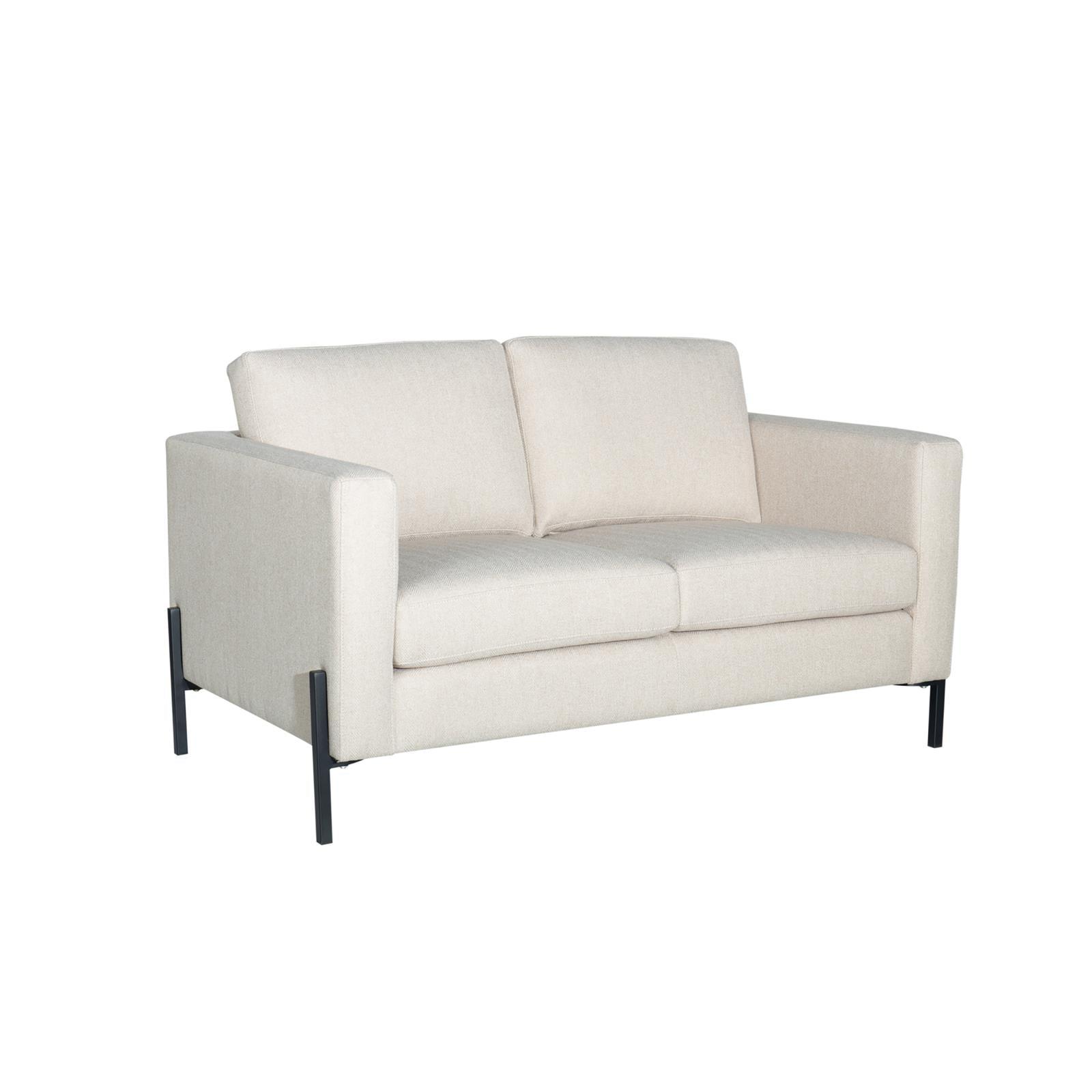 Tilly upholstered loveseat in oatmeal fabric, front angle