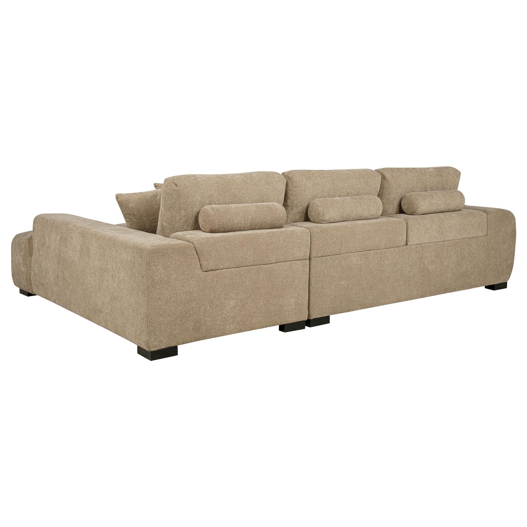 Octavia Upholstered sectional chaise sofa in camel in living room setting