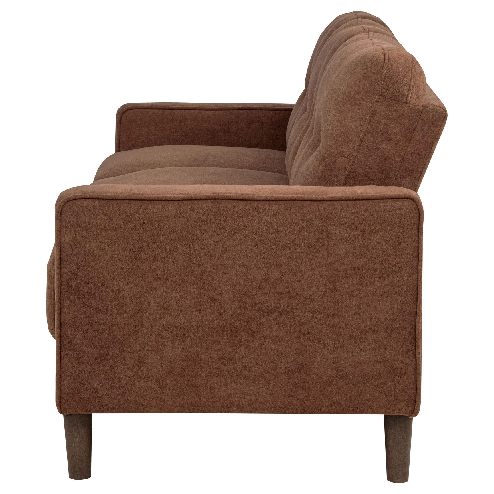 Bowen II rust fabric upholstered track arm sofa front angle
