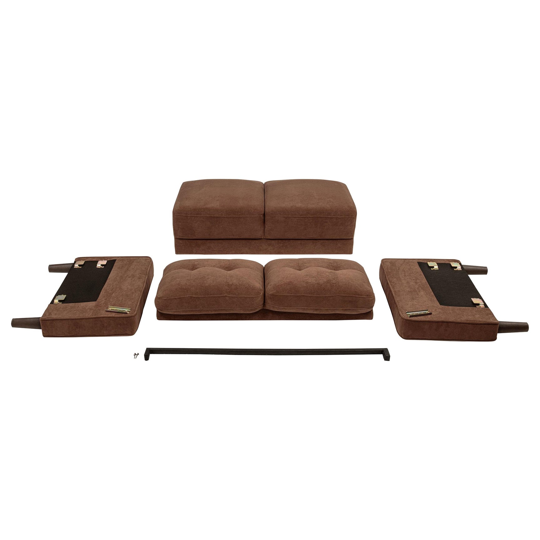 Bowen II rust fabric upholstered track arm sofa side angle