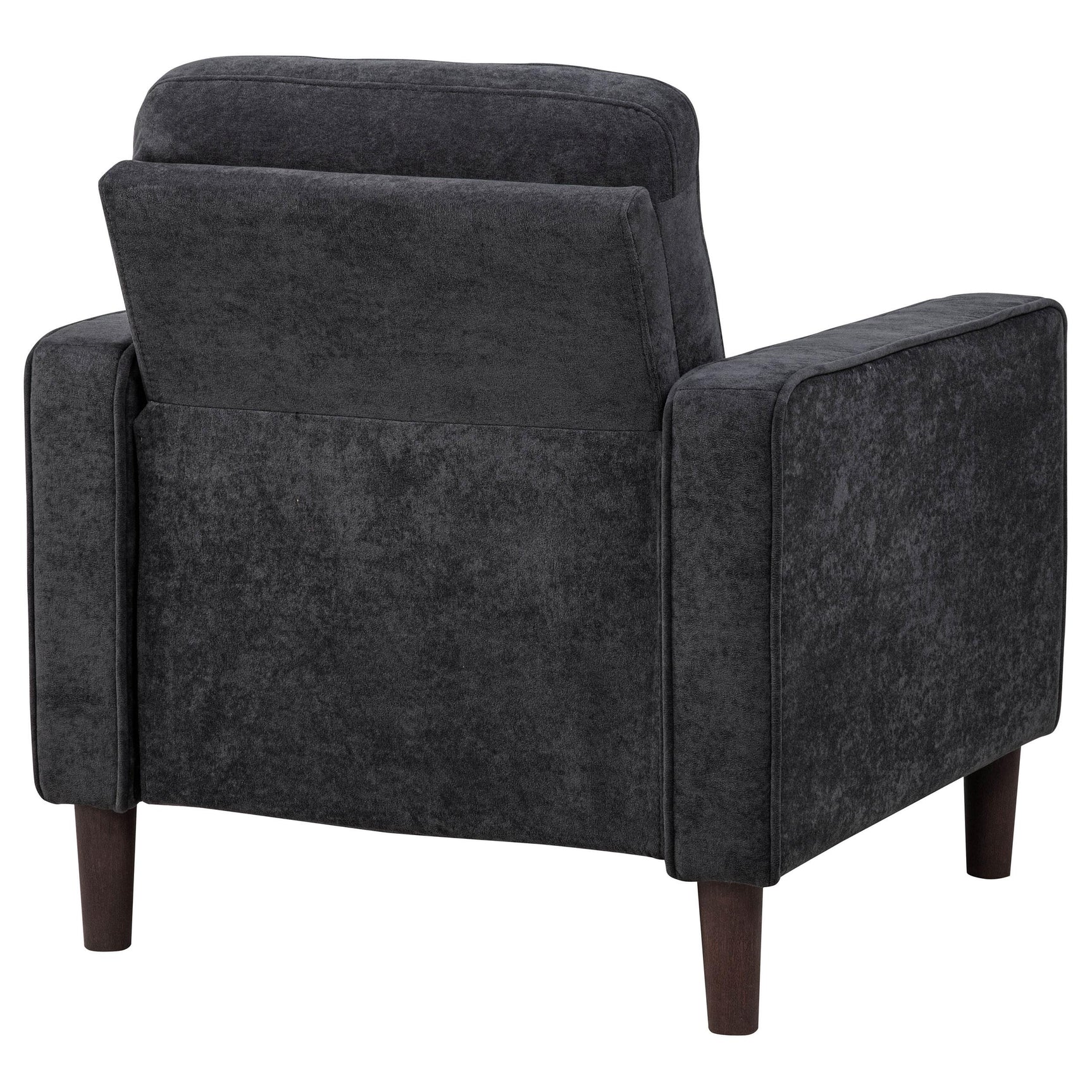 Back view of Bowen II steel grey fabric upholstered chair