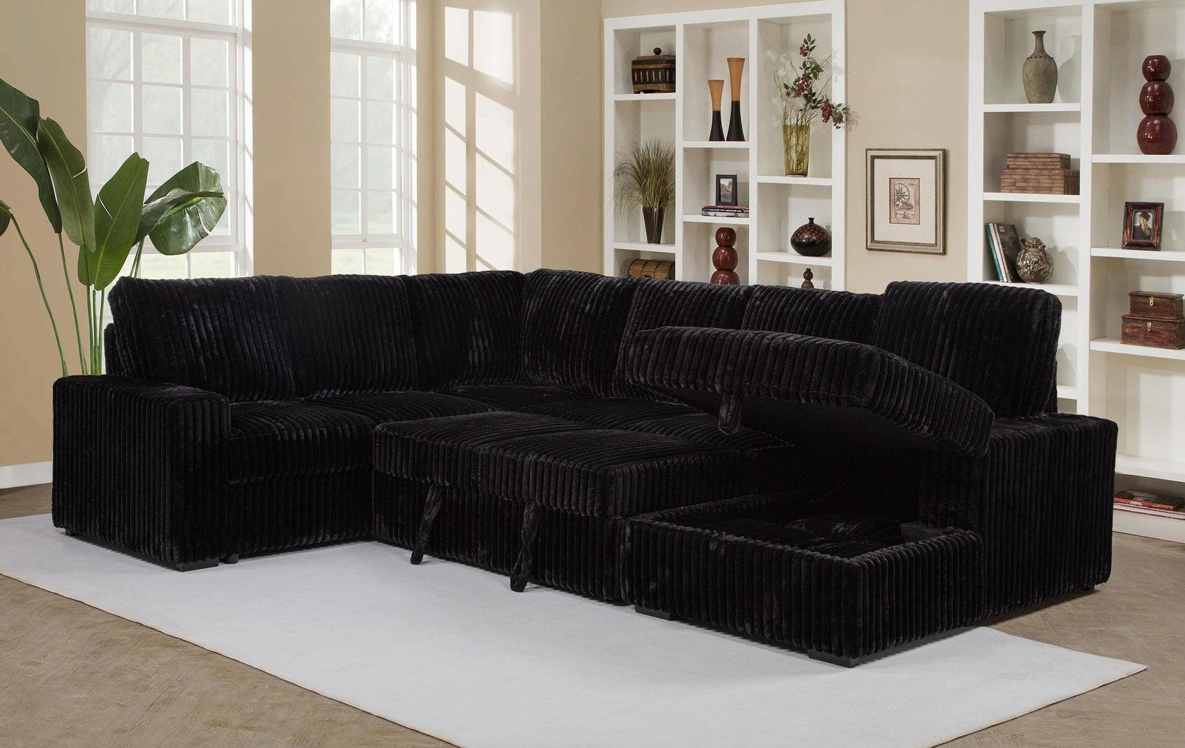 Pop-up sleep surface opened on Devonshire sofa