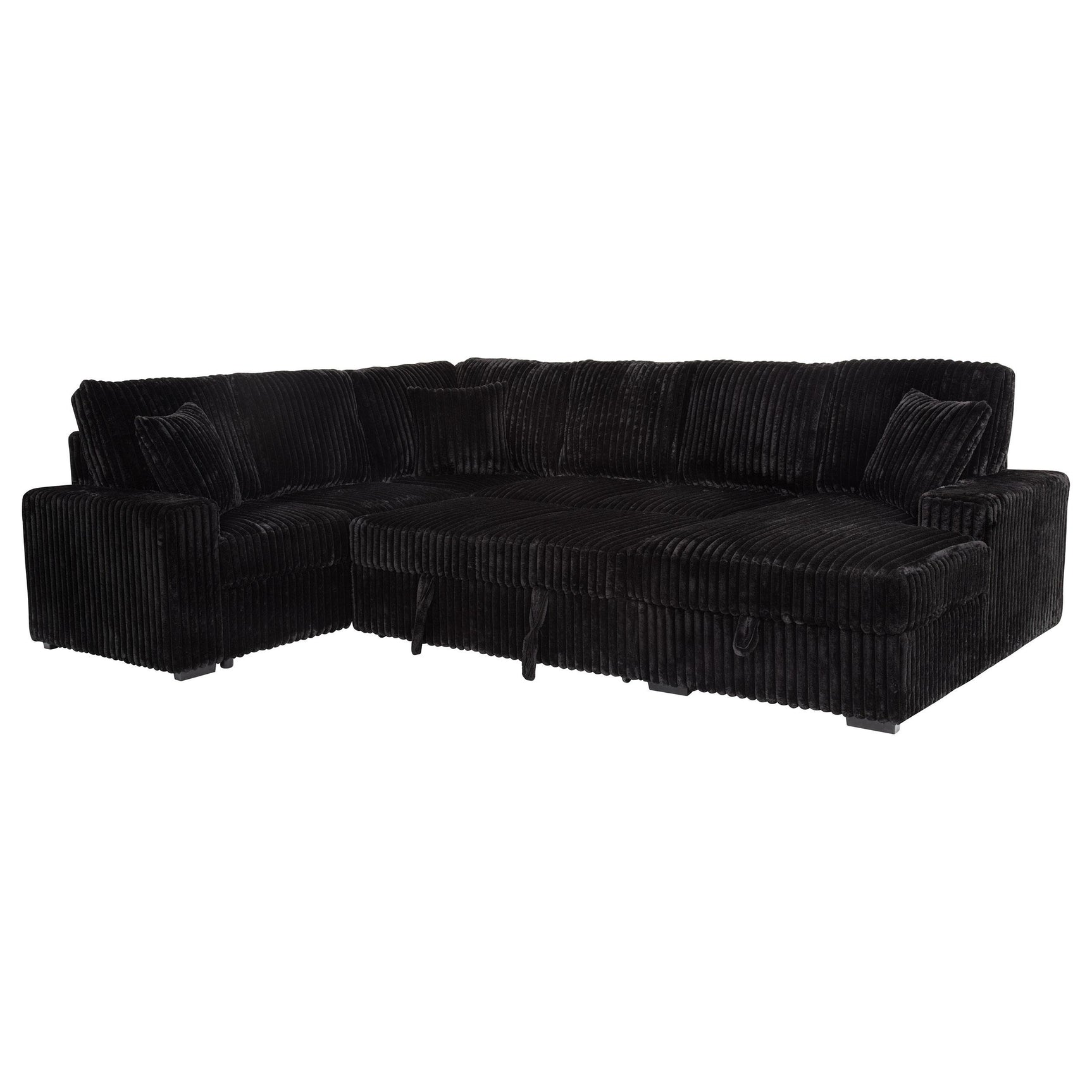 Sectional sofa corner view with pillows